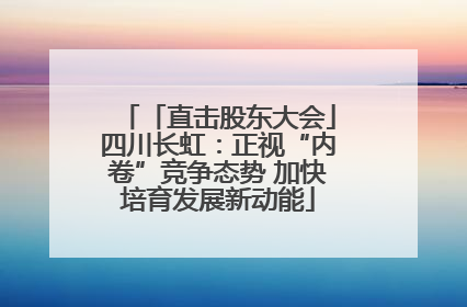 「直击股东大会」四川长虹：正视“内卷”竞争态势 加快培育发展新动能