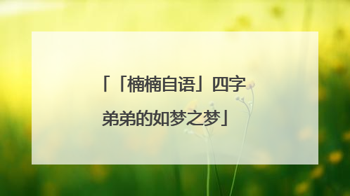 「楠楠自语」四字弟弟的如梦之梦