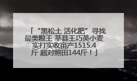 “黑松土 活化肥”寻找最美粮王 莘县王巧英小麦实打实收亩产1515.4斤 超对照田144斤！