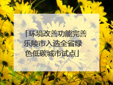环境改善功能完善 乐陵市入选全省绿色低碳城市试点