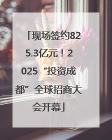 现场签约825.3亿元！2025“投资成都”全球招商大会开幕