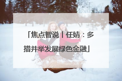 焦点智说丨任婧：多措并举发展绿色金融