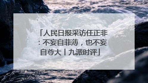 人民日报采访任正非：不妄自菲薄，也不妄自尊大丨九派时评