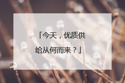 今天，优质供给从何而来？