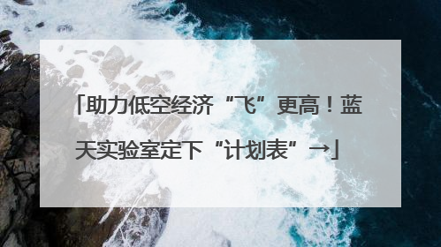 助力低空经济“飞”更高！蓝天实验室定下“计划表”→