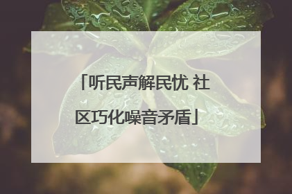 听民声解民忧 社区巧化噪音矛盾