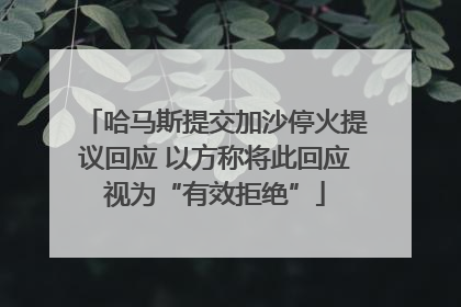 哈马斯提交加沙停火提议回应 以方称将此回应视为“有效拒绝”