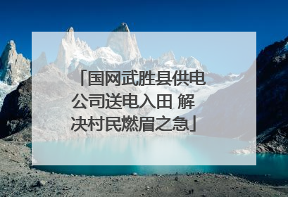 国网武胜县供电公司送电入田 解决村民燃眉之急