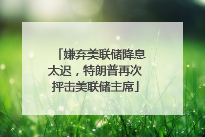 嫌弃美联储降息太迟，特朗普再次抨击美联储主席
