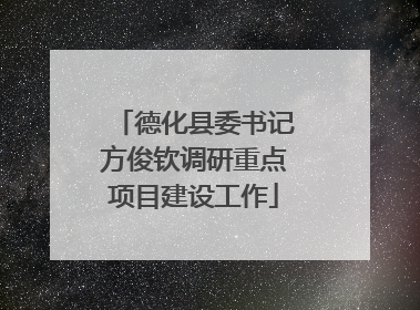 德化县委书记方俊钦调研重点项目建设工作