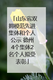 山东省双拥模范先进集体和个人公示 德州4个集体2名个人拟受表彰