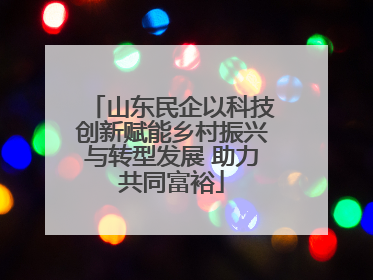 山东民企以科技创新赋能乡村振兴与转型发展 助力共同富裕