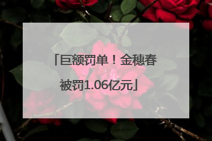 巨额罚单！金穗春被罚1.06亿元