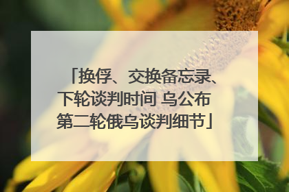换俘、交换备忘录、下轮谈判时间 乌公布第二轮俄乌谈判细节