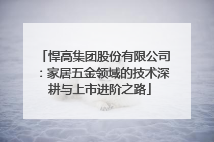 悍高集团股份有限公司：家居五金领域的技术深耕与上市进阶之路