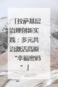 拉萨基层治理创新实践：多元共治激活高原“幸福密码”