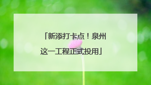 新添打卡点！泉州这一工程正式投用