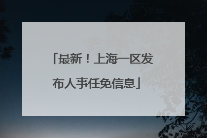 最新！上海一区发布人事任免信息