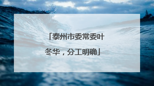 泰州市委常委叶冬华，分工明确