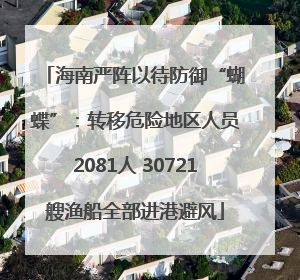 海南严阵以待防御“蝴蝶”：转移危险地区人员2081人 30721艘渔船全部进港避风