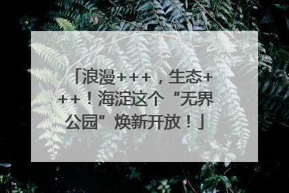 浪漫+++，生态+++！海淀这个“无界公园”焕新开放！