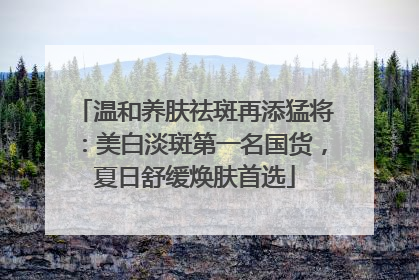 温和养肤祛斑再添猛将：美白淡斑第一名国货，夏日舒缓焕肤首选