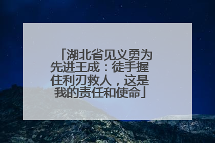 湖北省见义勇为先进王成：徒手握住利刃救人，这是我的责任和使命