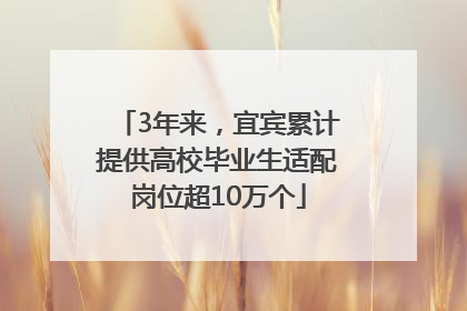 3年来，宜宾累计提供高校毕业生适配岗位超10万个