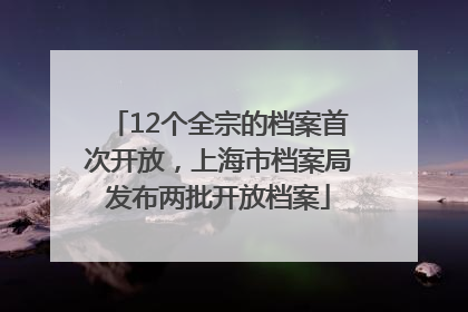 12个全宗的档案首次开放，上海市档案局发布两批开放档案