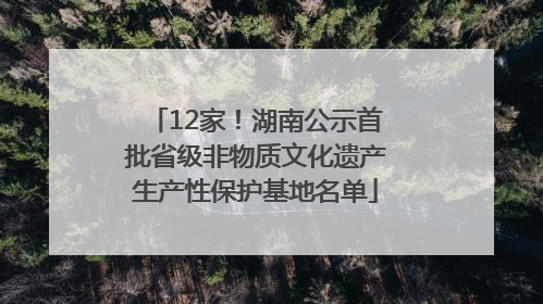 12家！湖南公示首批省级非物质文化遗产生产性保护基地名单