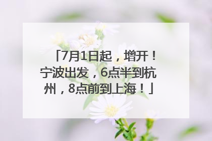 7月1日起，增开！宁波出发，6点半到杭州，8点前到上海！